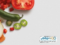 تصاویر پراکنده سبزیجات خرد شده (گوجه، فلفل سبز و پیاز)