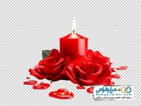 تصویر با کیفیت شمع قرمز و گل رز