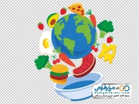 تصویر وکتوری کره زمین و غذا