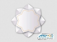 تصویر png قاب وکتوری 8 پر سفید با خطوط طلایی