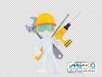 تصویر وکتوری آدمک تعمیرکار سه بعدی با ابزار آلات