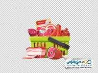 تصویر وکتوری مواد پروتئینی داخل سبد خرید