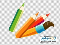 تصویر وکتوری مداد رنگی و قلمو