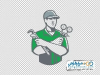 تصویر وکتوری تعمیرکار با آچار لوله گیر