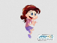 تصویر کارتونی دختر بچه در حال شادی کردن