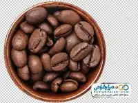 تصویر دوربری ظرف دانه های قهوه