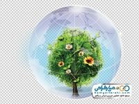 تصویر وکتوری کره زمین و درخت