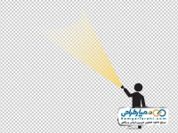 تصویر وکتوری آدمک با چراغ قوه