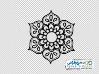 تصویر png طرح وکتوری گل سیاه و سفید ماندالا