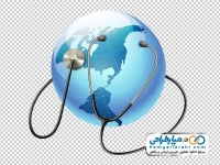 تصویر png کره زمین و گوشی پزشکی