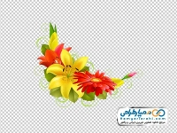 عکس با کیفیت کادر گل های زرد و قرمز