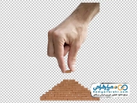 تصویر با کیفیت دست و بلوک های آجر