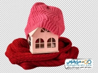عکس دوربری خانه چوبی با شال و کلاه