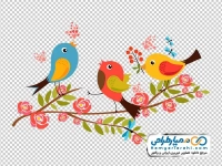 تصویر وکتوری پرنده و گل