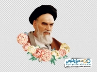 تصویر با کیفیت خمینی با کادر گل