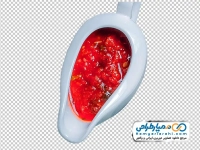 تصویر با کیفیت سس قرمز در ظرف سس خوری