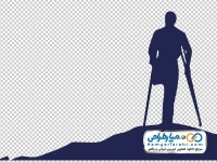 تصویر وکتوری مرد جانباز با عصا