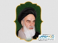 عکس روح الله خمینی در کادر طلایی و سبز