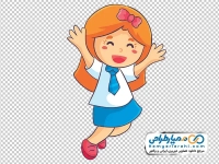 عکس کارتونی دختر بچه در حال شادی کردن