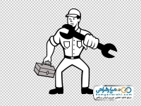 عکس سیاه و سفید مرد تعمیرکار با آچار