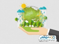 تصویر وکتوری کره زمین با هوای تمیز روی دست