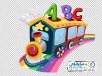 تصویر کارتونی قطار با حروف انگلیسی