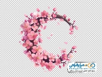 تصویر png هلال ماه نماد رمضان با گل های بهاری
