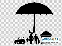 آیکون خانواده چهار نفره و چتر