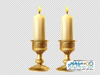 تصویر با کیفیت شمع روشن در جا شمعی