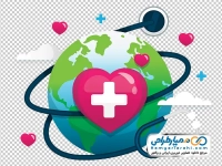 عکس وکتوری کره زمین و گوشی پزشکی