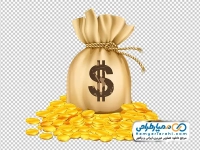 تصویر وکتوری کیسه پول با سکه