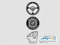 تصویر آیکون فرمان و لاستیک ماشین