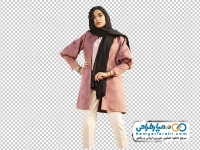 عکس با کیفیت خانم با مانتو صورتی