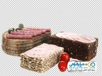 تصویر با کیفیت نان رژیمی با ورق های ژامبون
