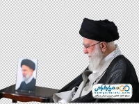 عکس png مقام معظم رهبری در کنار قاب عکس شهید رئیسی