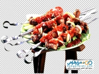 تصویر با کیفیت سیخ های کباب آماده با سس