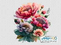 تصویر دسته گل آبرنگی رنگارنگ