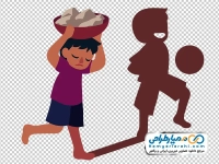 تصویر وکتوری کودک در حال کار با سایه کودک در حال بازی