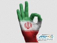تصویر با کیفیت دست به نشان ok به رنگ پرچم ایران