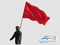 تصویر دوربری پیاده روی اربعین با پرچم قرمز