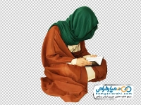 تصویر با کیفیت مرد با عبای قهوه ای در حال خواندن قرآن