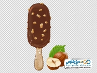 تصویر وکتوری بستنی چوبی با روکش کاکائو و فندق
