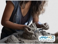 تصویر png دختر در حال سفالگری