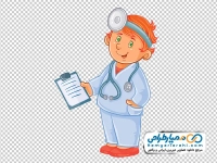تصویر کارتونی پسر بچه در لباس دکتر