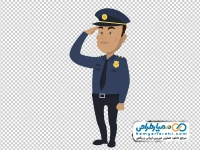 تصویر کارتونی پلیس در حال احترام نظامی