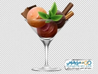 عکس png بستنی اسکوپی در جام شیشه ای پایه دار