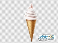 تصویر وکتوری بستنی قیفی وانیلی با فرمت png