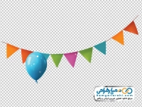تصویر png ریسه کاغذ رنگی تولد با بادکنک آبی