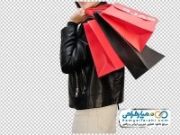 عکس png خانم با ساک خرید