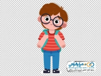 تصویر وکتوری پسر بچه عینکی با کوله پشتی